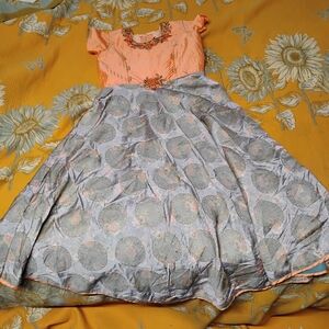 Elegant Coral and Gray Dress Size 36